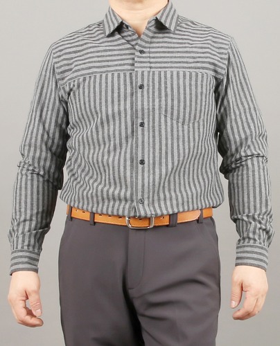 두번째청춘,주인[겨울셔츠] 가로세로 스트라이프로 감각적이고 깔끔한 셔츠(챠콜)