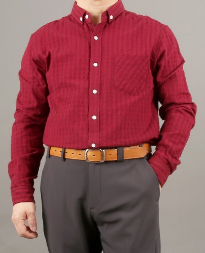 두번째청춘,주인[겨울셔츠] 은은한 체크무늬로 부드럽고 편안한 이미지의 캐쥬얼 셔츠(레드)