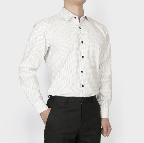 두번째청춘,주인[봄셔츠] 사각체크패턴으로 트랜디하고 활용하기좋은 베이직한 셔츠(화이트)
