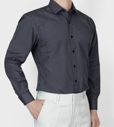 두번째청춘,주인[봄셔츠] 사각체크패턴으로 트랜디하고 활용하기좋은 베이직한 셔츠(네이비)